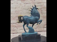Abstract Modern Tang Horse Bronze Sculpture Marble Base