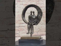 Abstract Art Romantic Couple Sitting Together Bronze Sculpture