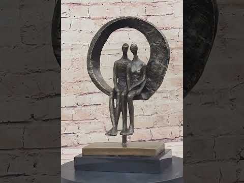 Abstract Art Romantic Couple Sitting Together Bronze Sculpture