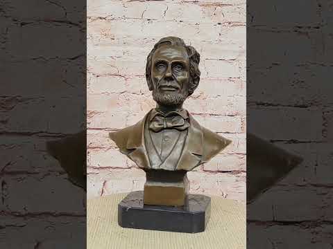 Abraham Lincoln Bronze Bust Sculpture on Marble Base 10" x 7"
