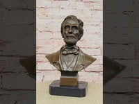 Abraham Lincoln Bronze Bust Sculpture on Marble Base 10" x 7"